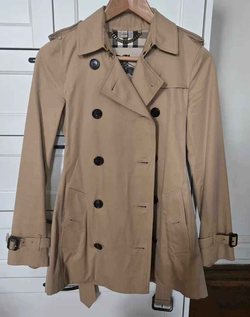 Burberry Kensington Short Trench Coat Belted Collared Beige Women US XXS (IT 34) — photo 1