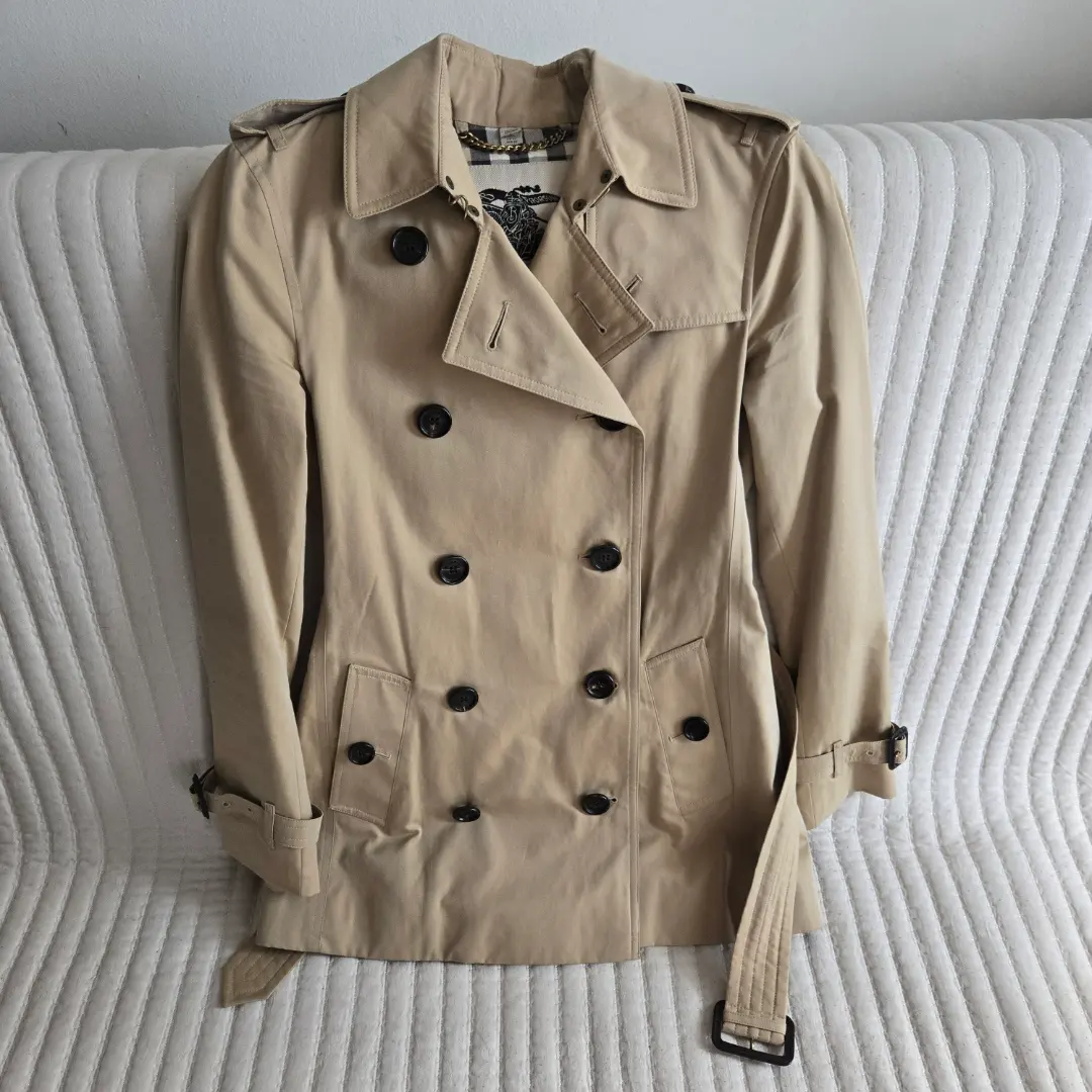 Burberry Kensington Short Trench Coat Belted Collared Beige Women US XXS (IT 34) — photo 4